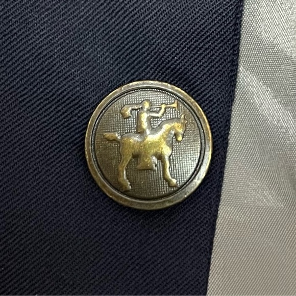 Hart Schaffner Marx Navy Gold/Bronze 2-Button 43R Blazer Jacket Vintage Coat - Picture 2 of 7
